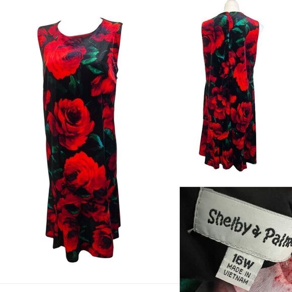 Shelby & Palmer Dresses & Skirts - Shelby & Palmer dress plus size 16w velvet rose sleeveless flutter hem sheath